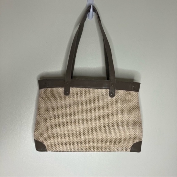 Vintage Contessa leather trim straw shoulder bag purse - Picture 5 of 7